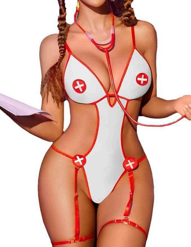 White & Black Harness Bodysuit