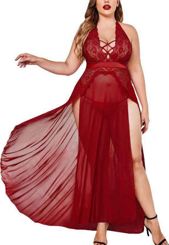 Long Slit Nightgown (Plus Size XL)