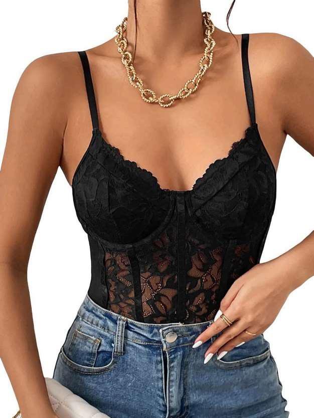 Black Lace Bustier Top