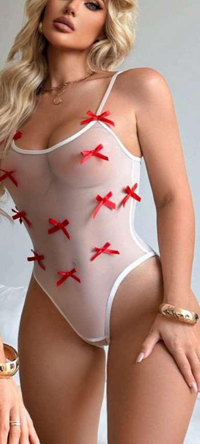 White Bodysuit with Red Bows