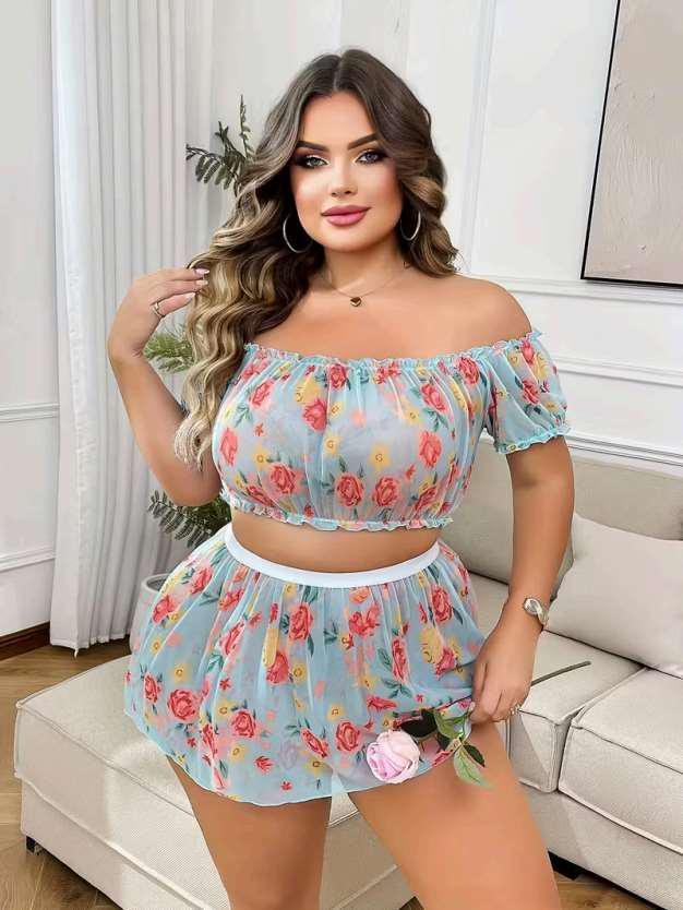 Floral Off-Shoulder Short Set